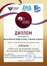 Областной дистанционный конкурс фотоколлажей "Наш волонтёрский отряд"